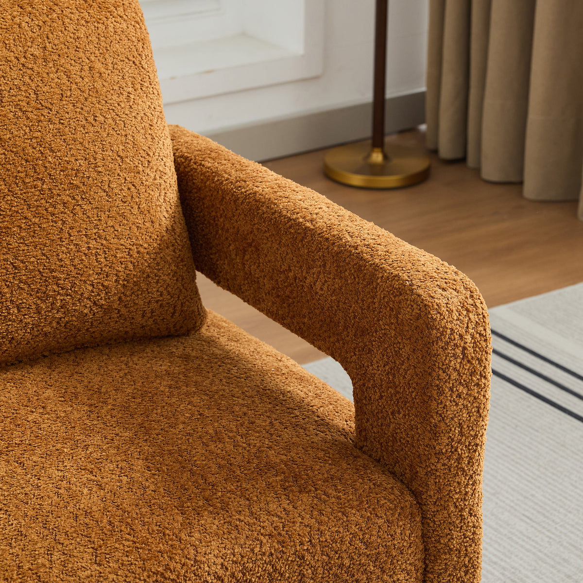 29.13" W Square Swivel Accent Chair, Modern Rotating Arm Chair With Open Back,360 Degree Rotation, Lounge Club Chair With Removable Back Cushion For Living Room, Hotel, Bed Room,Caramel Caramel