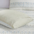 3 Piece Printed Microfiber Seersucker Quilt Set Taupe Blue Full Queen Full Taupe Blue Polyester