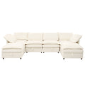 Mirod Versatile 6 Piece Modular Sofa Bed With Storage,Stylish Faux Double Layer Cushions,Comfortable & Durable Design,Perfect For Any Living Space Beige Polyester 6 Seat