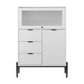 Sideboard With 3 Drawers ,1 Door And 1 Glass Door Wood Cabinet With Storage For Kitchen, Dining Room, Hallway 33.46