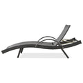 K&K 80'' Outdoor Wicker Chaise Lounge Chairs Set Of 2, Patio Rattan Reclining Chair Pull Out Side Table Adjustable Backrest Ergonomic Wave Design Pool Sunbathing Recliners, Dark Brown No Lounge Dark