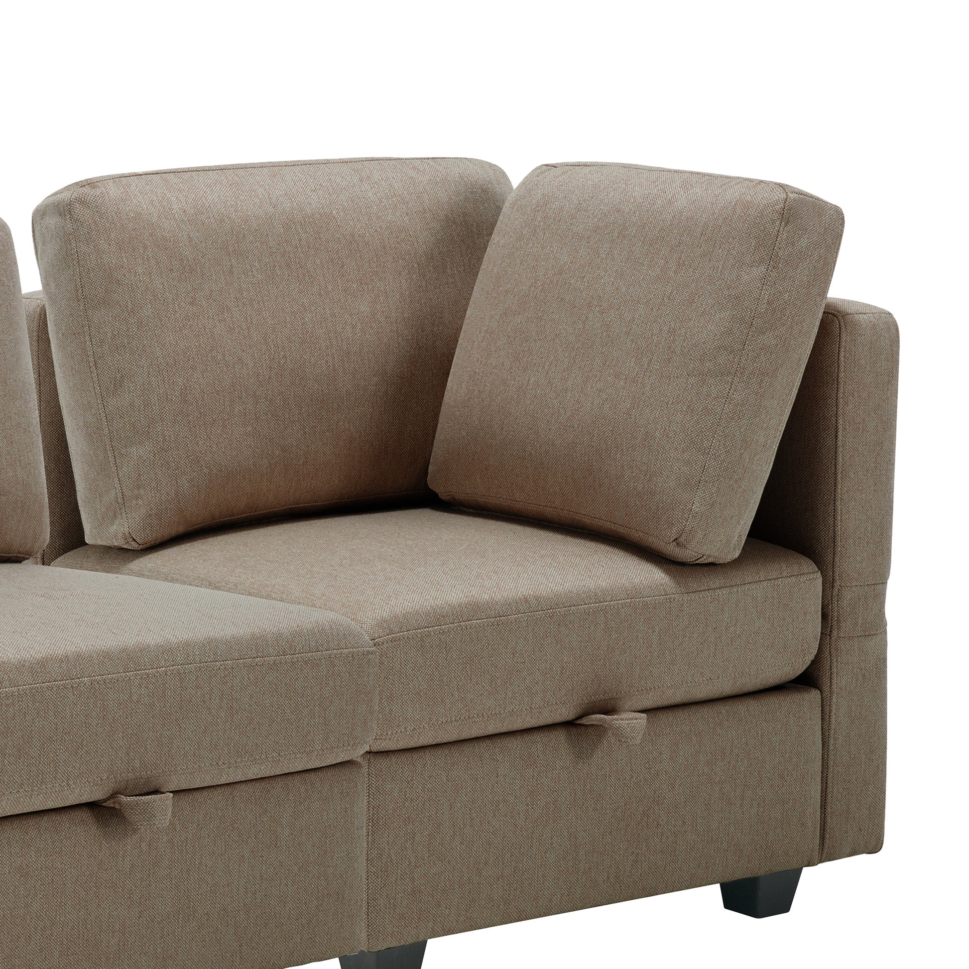 Free Combinations Storage Functional Modular Sectional Sofa With Thick Seat And Back Cushions Brown Polyester 4 Seat