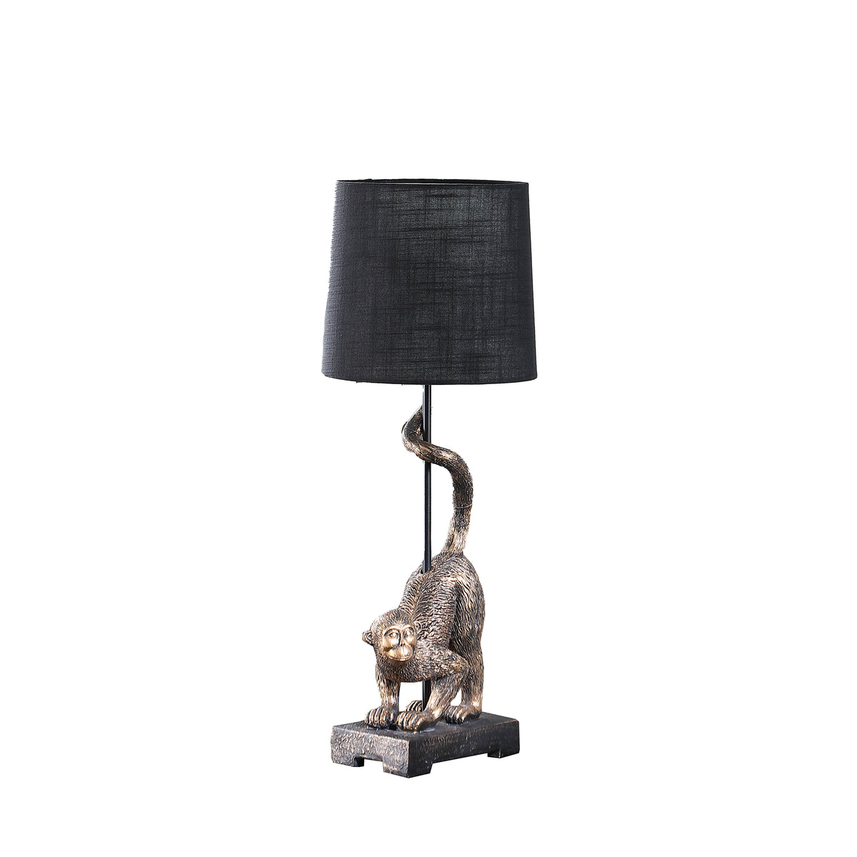 24" In Wildlife Old World Antique Bronze Capuchin Monkey Polyresin Table Lamp Golden Black Polyresin