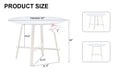 A Modern Minimalist Circular Dining Table With A 42 Inch Diameter White Patterned Tabletop And White Metal Legs. Suitable For Restaurants, Living Rooms, And Conference Rooms. White Mdf Metal