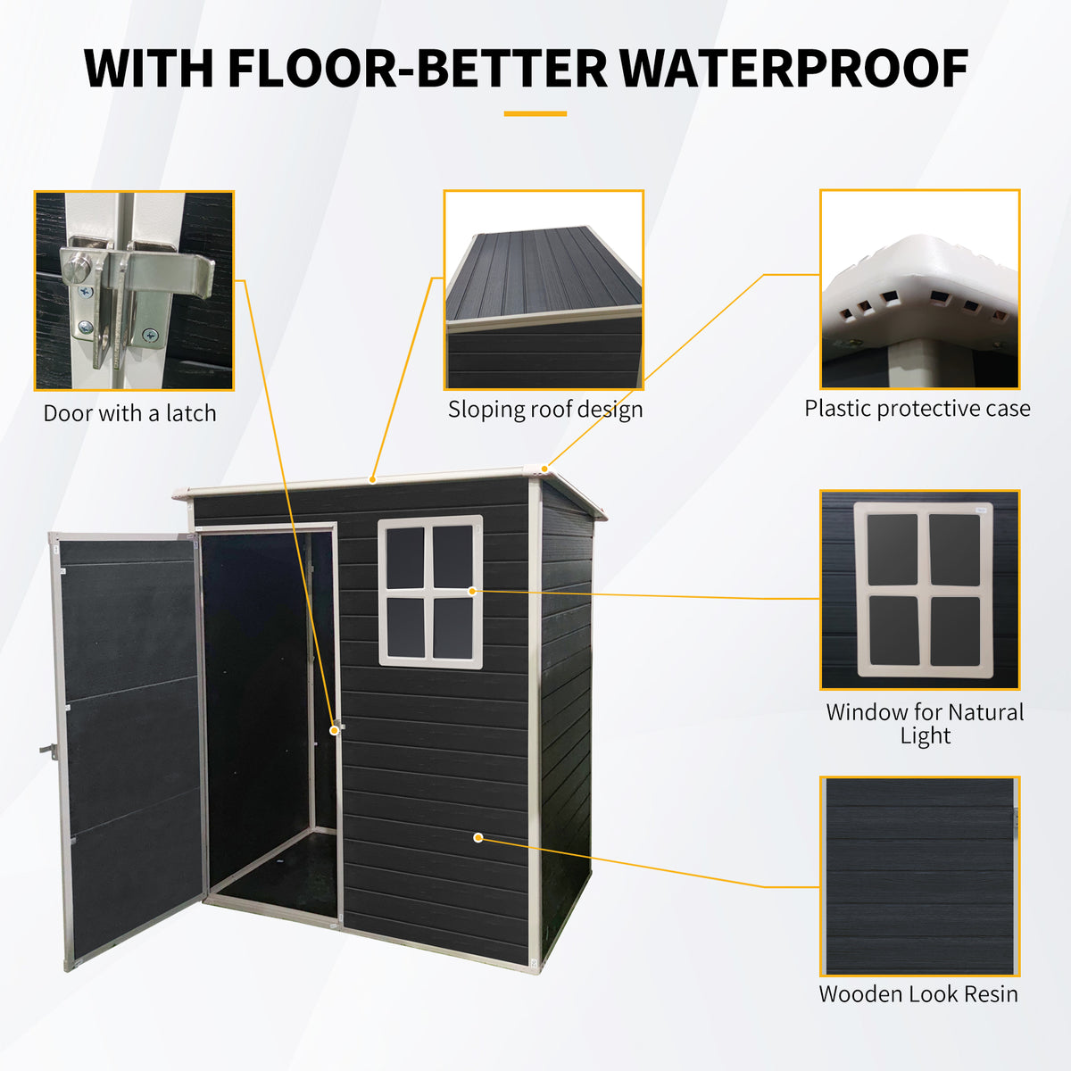 5X3Ft Resin Outdoor Storage Shed Kit Perfect To Store Patio Furniture,Black Black Plastic
