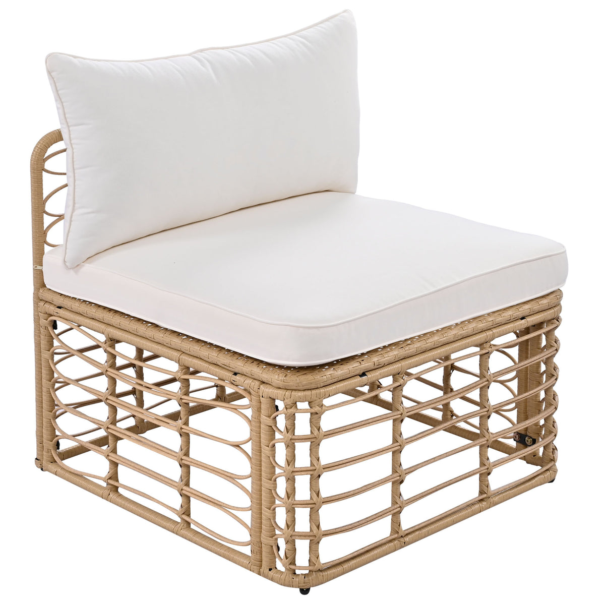 7 Pieces Outdoor Patio Furniture, All Weather Rattan Sectional Sofa Set With Thick Cushions And Pillows, Freely Combined Conversation Sets For Garden, Backyard, Balcony, Beige Yes Complete Patio Set Beige Seats 6 Garden & Outdoor Complete Patio Sets Foam