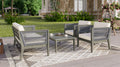 4 Pieces Acacia Wood Patio Furniture Set, Outdoor Furniture With Coffee Table, Patio Conversation Set Deep Seating With Soft Cushion, Porch Chairs For Garden, Backyard Porch Balcony, Grey & Beige Yes Deep Seating Beige Grey Seats 4 Garden & Outdoor Sofa