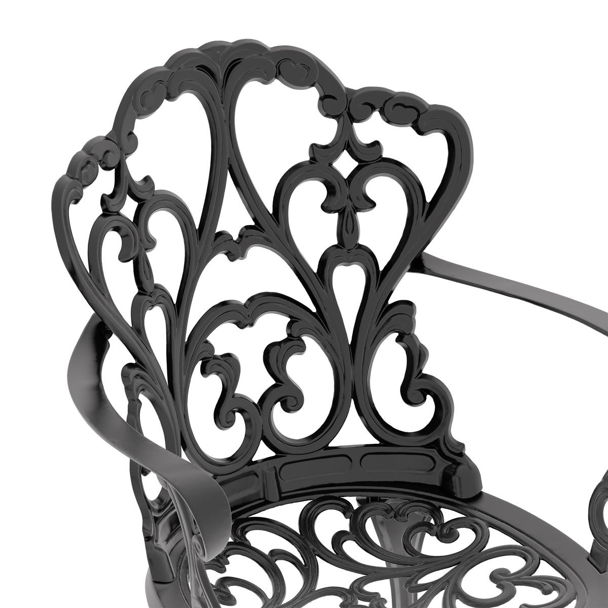 Cushions In Random Colors 5 Piece Set Of Cast Aluminum Patio Furniture With Cushions Yes Dining Set Black Seats 4 Rust Resistant Frame Water Resistant Cushion Garden & Outdoor Complete Patio Sets