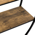 Rustic Industrial Design Demilune Shape Textured Metal Distressed Wood Console Table Distressed Brown Distressed Brown Mdf