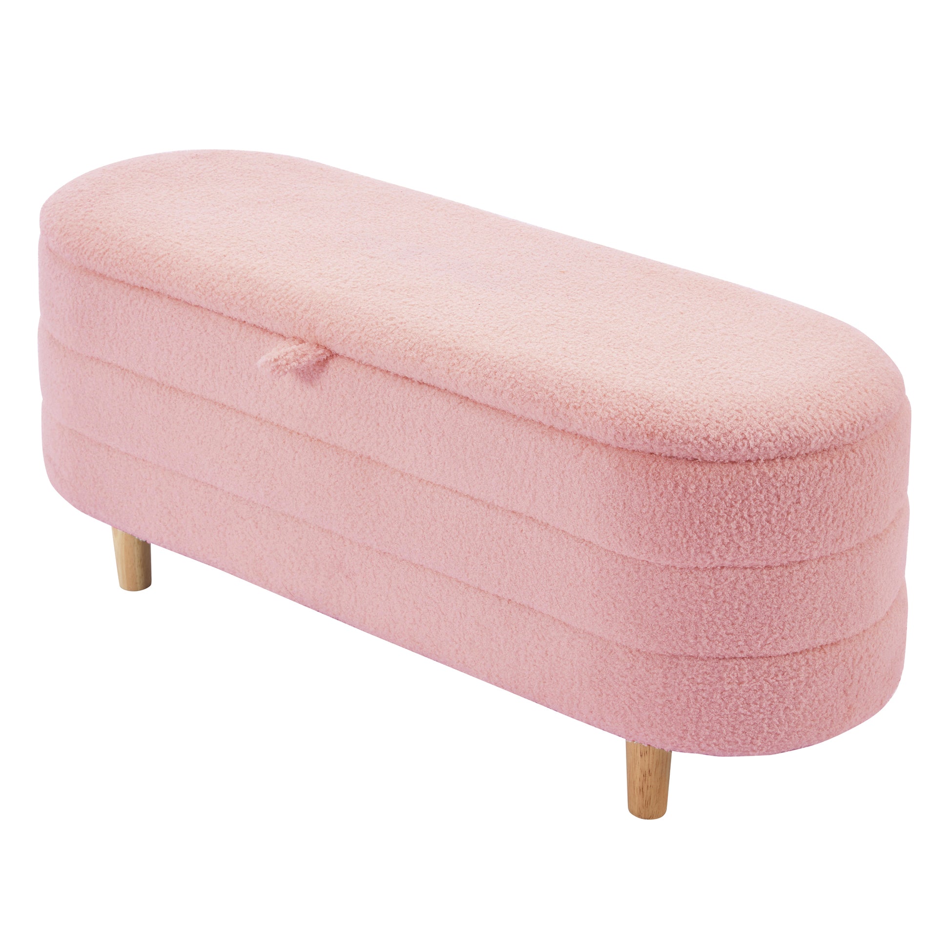 2 Pieces Bedroom Sets Twin Size Flower Shaped Upholstered Led Platform Bed With Storage Ottoman Sherpa Fabric, Pink Twin Pink 2 Piece Set Wood