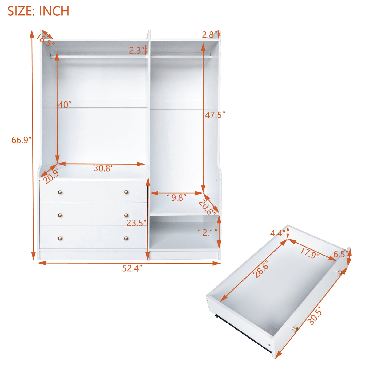 Open Wooden Wardrobe Storage For Bedroom, White White Particle Board