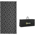Outsunny Reversible Outdoor Rug, 9' X 18' Waterproof Plastic Straw Floor Mat, Portable Rv Camping Carpet With Carry Bag, Large Floor Mat For Backyard, Deck, Picnic, Beach, Black & Gray Geometric Multicolor Polypropylene