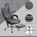 Vinsetto Microfiber Office Chair, High Back Computer Chair With 6 Point Massage, Heat, Adjustable Height And Retractable Footrest, Dark Blue Rock Grey Polyester