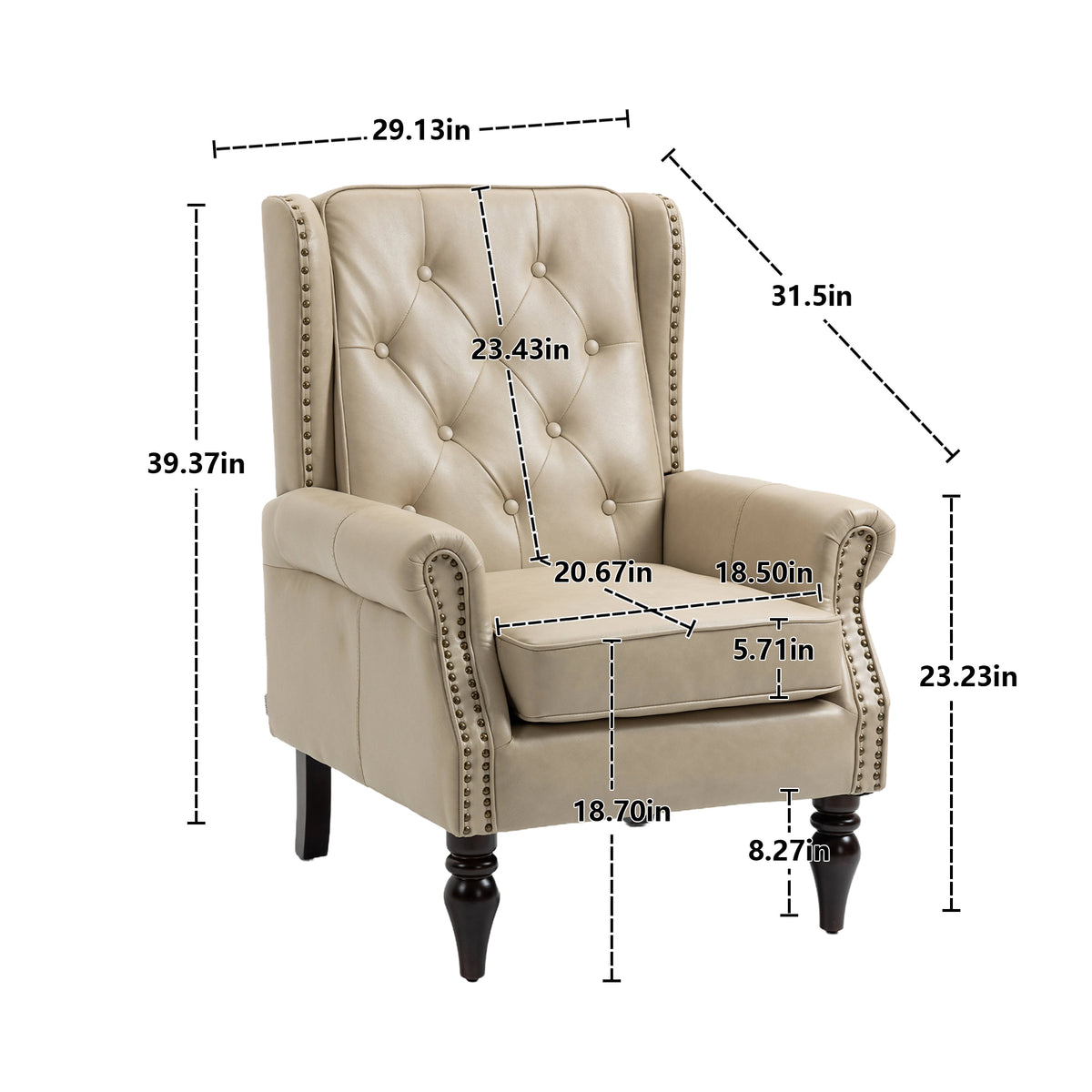 Coolmore Wood Frame Armchair, Modern Accent Chair Lounge Chair With Sturdy Wood Legs For Living Room Bedroom Camel Pu Camel Foam Pu Leather