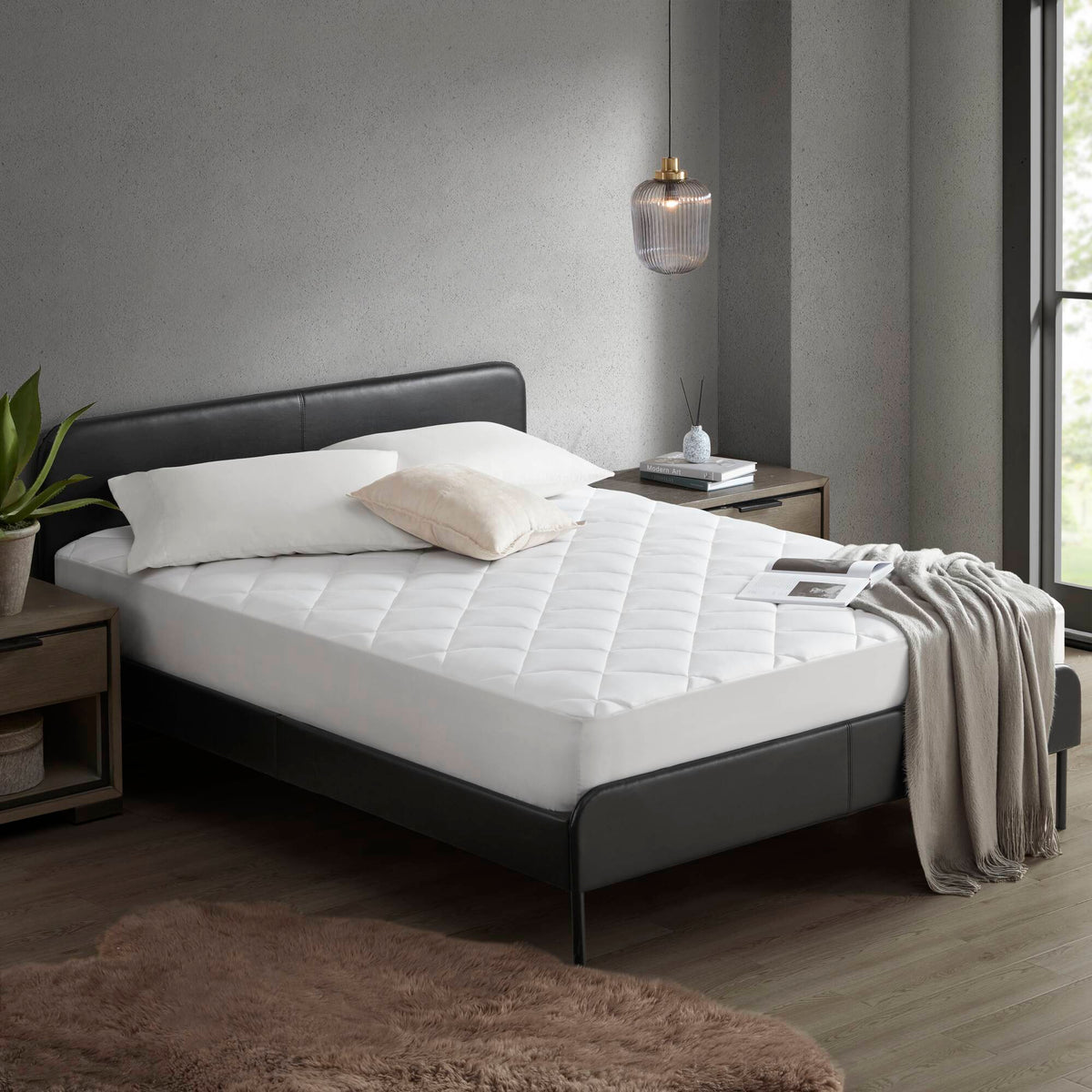 Overfilled Deep Pocket Mattress Pad White Queen White Nylon Queen