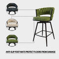 Bar Chair Toweling Woven Bar Stool Set Of 4, Black Legs Barstools No Adjustable Kitchen Island Chairs,360 Swivel Bar Stools Upholstered Counter Stool Arm Chairs With Back Footrest, White White Black Foam Linen