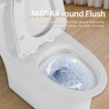 1.1 1.6 Gpf Elongated Comfort Height Floor Mounted One Piece Toilet, Cupc Certified, Watersense Cetified, Ceramic, White Color, Soft Close Seat White Ceramic