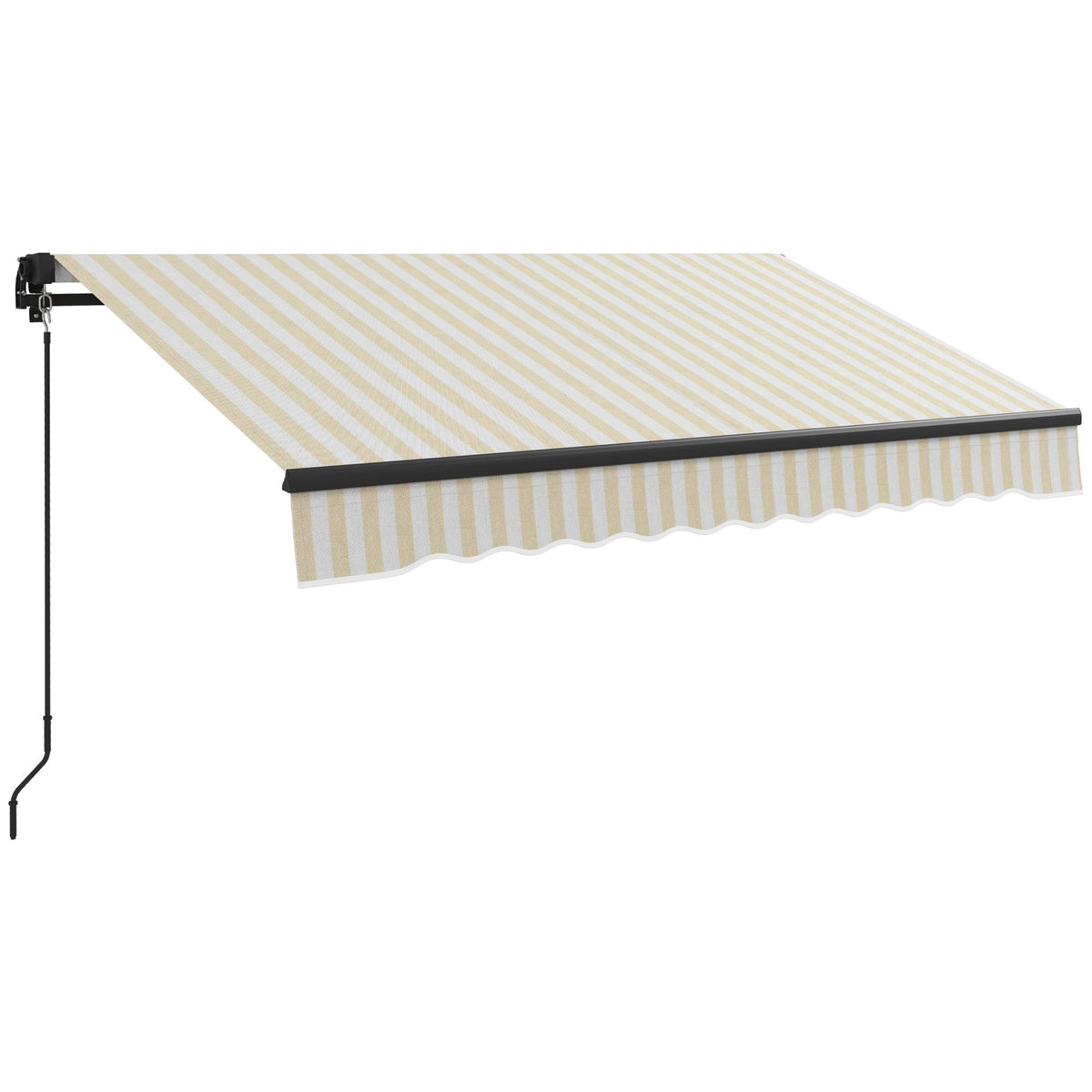 Outsunny 8' X 6.5' Retractable Awning, Patio Awning Sunshade Shelter With Manual Crank Handle, 280Gsm Uv Resistant Fabric And Aluminum Frame For Deck, Balcony, Yard, Beige And White Beige Polyester