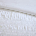 4 Piece Cotton Seersucker Duvet Cover Set Queen White Cotton
