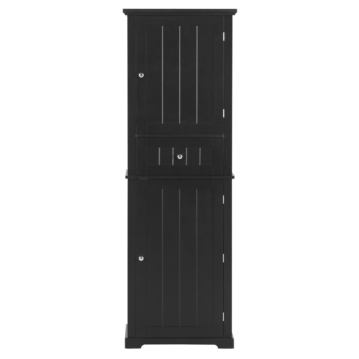 Tall Bathroom Storage Cabinet, Freestanding Storage Cabinet With Drawer And Adjustable Shelf, Mdf Board With Painted Finish, Black Black Mdf