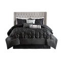 7 Piece Tufted Comforter Set Black Cal King California King Black Polyester