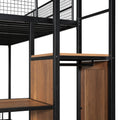 Twin Over Full Metal Bunk Bed With Trundle And Lateral Storage Ladder And Wardrobe, Black Black Metal