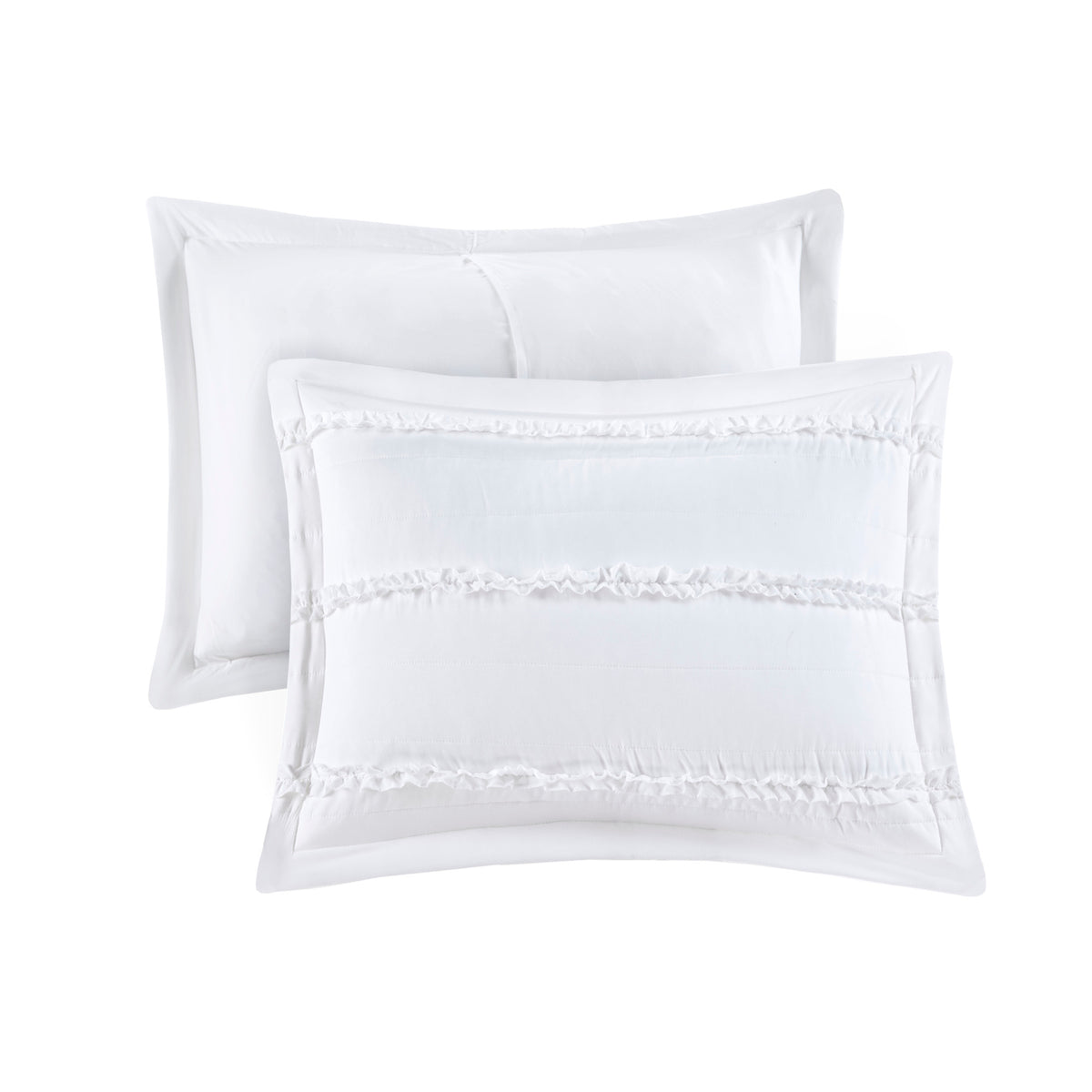 4 Piece 2 In 1 Duvet Set Queen White Cotton
