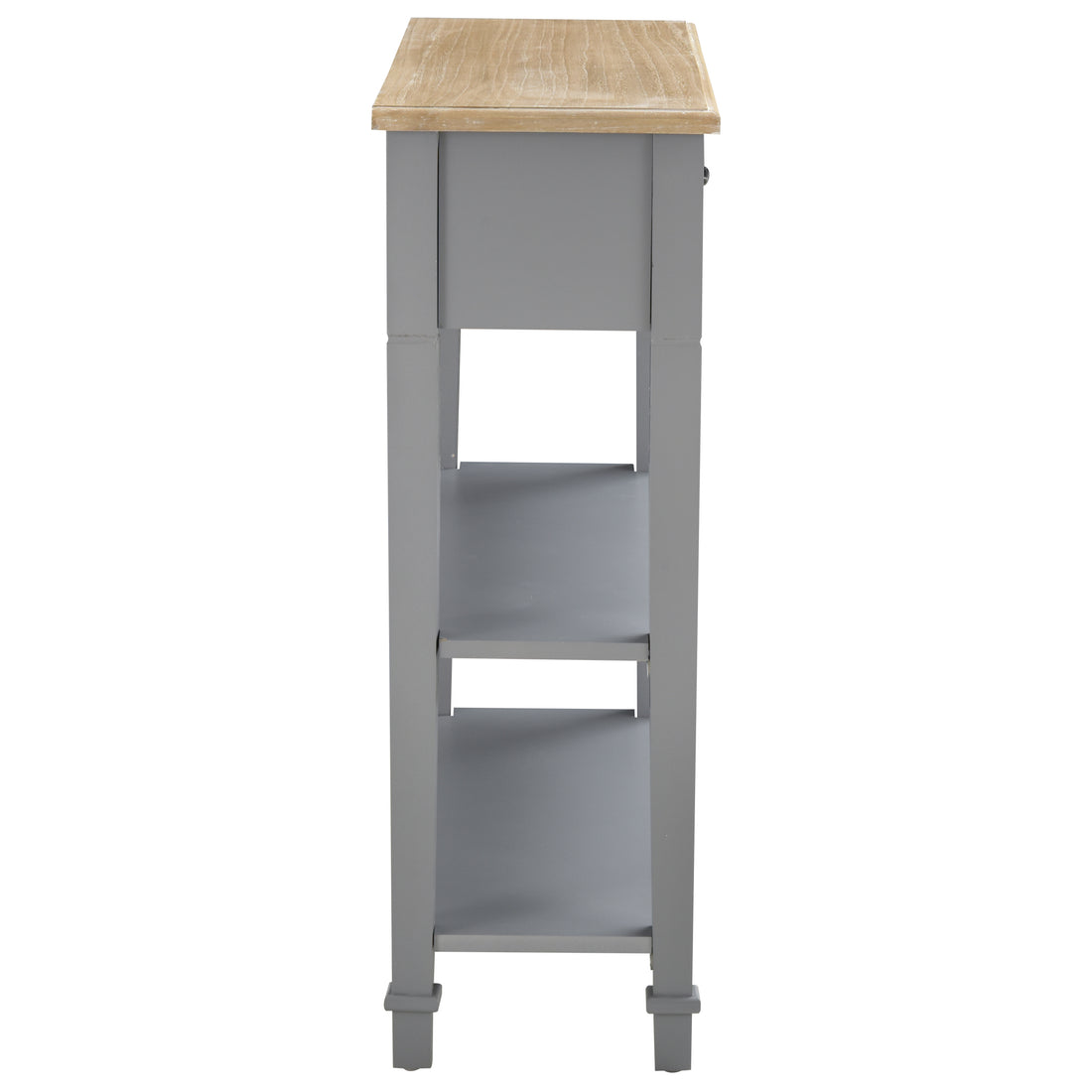 Homcom Modern Style Sofa Console Entry Hallway Table With Drawer And Shelves, Sturdy Build, And Large Storage, Grey Grey Mdf