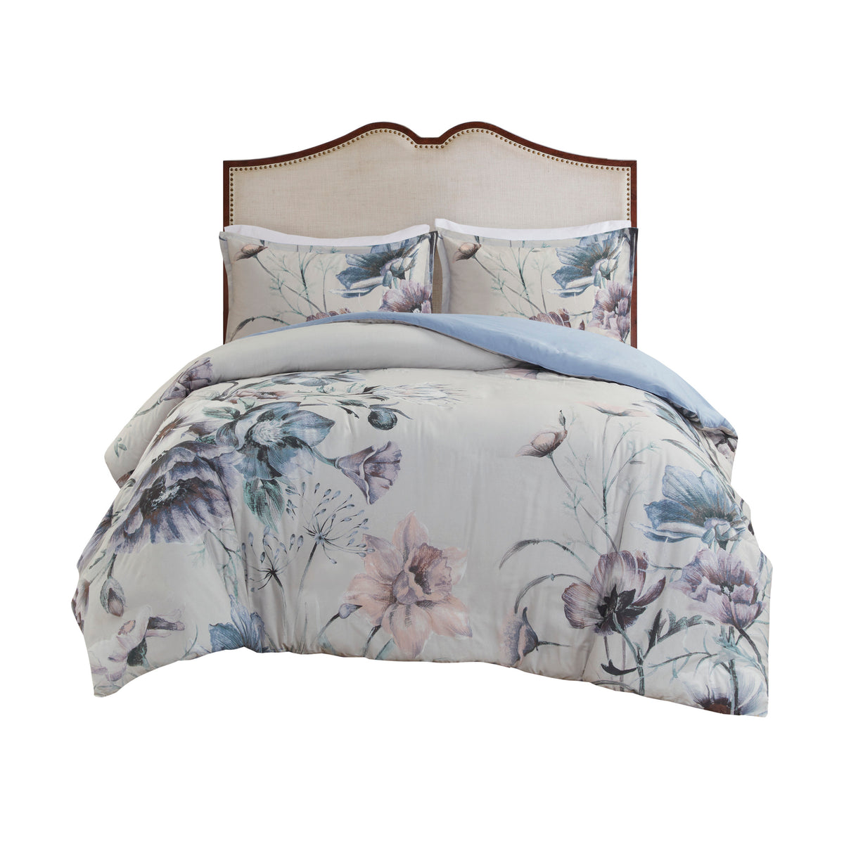 King Cal King 3 Piece Cotton Printed Duvet Cover Set King Multicolor Polyester