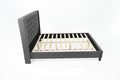 Queen Bed In Blue Gray Box Spring Not Required Queen Gray Fabric