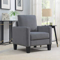 1Pc Mid Century Modern Upholstered Living Room Arm Chair Gray Microfiber Wood Fabric Gray Primary Living Space Contemporary,Mid Century Modern,Modern Foam Wood