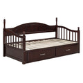 Wooden Twin Size Daybed With Twin Size Trundle, Extendable Daybed With Two Storage Drawers, Espresso Expected Arrival Time:9.12 Twin Espresso Wood