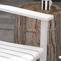 Outsunny Outdoor Rocking Chair Set Of 2 With Side Table, Patio Wooden Rocking Chair With Smooth Armrests, High Back For Garden, Balcony, Porch, Supports Up To 352 Lbs., White White Wood