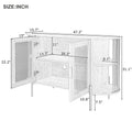 2 Door Elegant Curved Dining Cabinet With Gold Trim And Woven Rattan Doors For Dining Room Black Black Particle Board