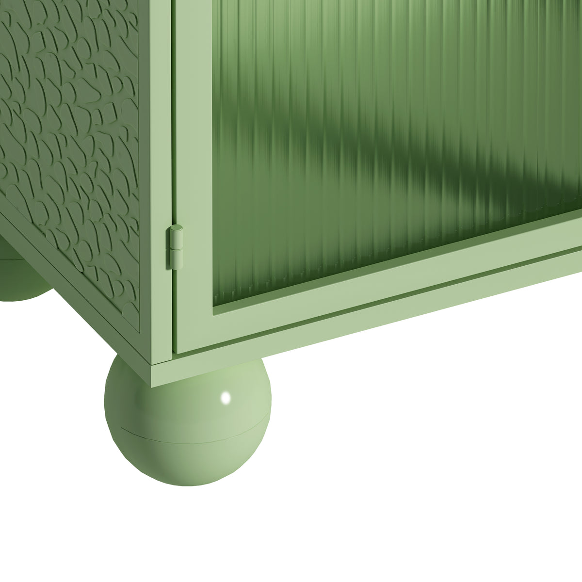 45.28" H Storage Cabinet, Bathroom Floor Cabinet With Glass Door And Shelves, Freestanding Display Storage Cabinet For Bathroom, Living Room, Kitchen, Home Office,Green Green Glass Metal