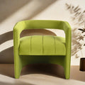 Modern Velvet Accent Chair With Ribbed Detail, Luxury Curved Fully Upholstered Accent Chair, Green No Assembly Needed Green Velvet