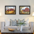 2 Piece Vignette Autumn Red Barns Black Framed Wall Art For Living Room, Farmhouse Wall Art Print For Home Decor, Bedroom Wall Art By Billy Jacobs Multicolor Wood Paper