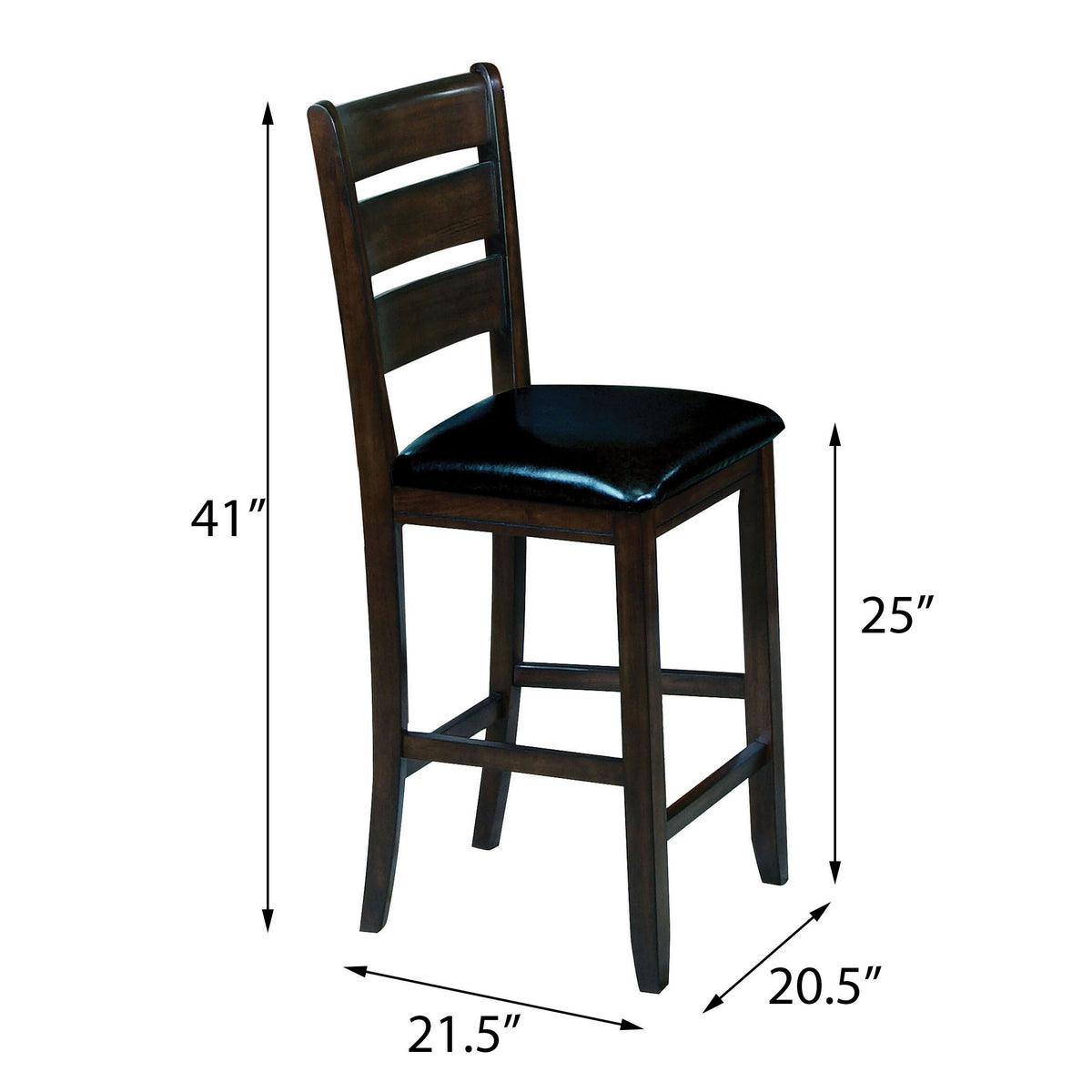 Black And Espresso Counter Height Chairs Set Of 2 Solid Black Brown Primary Living Space Foam Farmhouse Rubberwood Ladder Back Set Of 2 Foam Wood Fabric