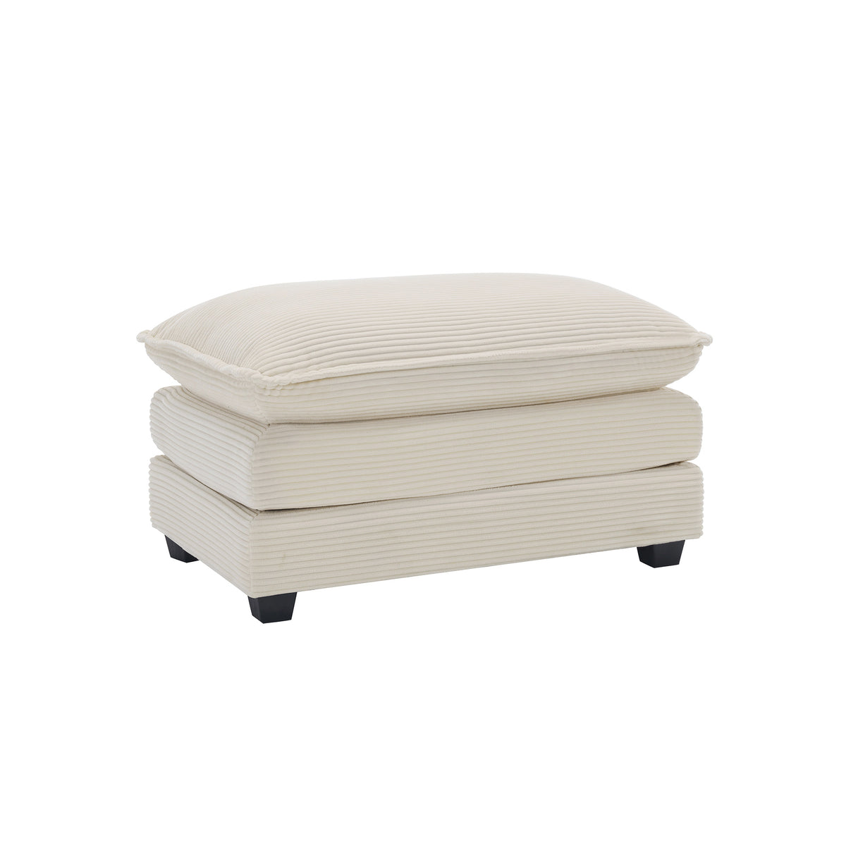 Ottoman Footstool In Corduroy Fabric, Can Be Used With 2 Seater Sofas, 3 Seater Sofas And 4 Seater Sofas, Beige Corduroy Fabric Beige Corduroy