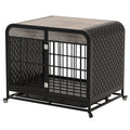Heavy Duty Dog Crate Furniture Wooden Table Pet Dog Cage Kennel House Indoor Side End Table Decor With Removable Trays And Lockable Wheels For Small Dogs 33
