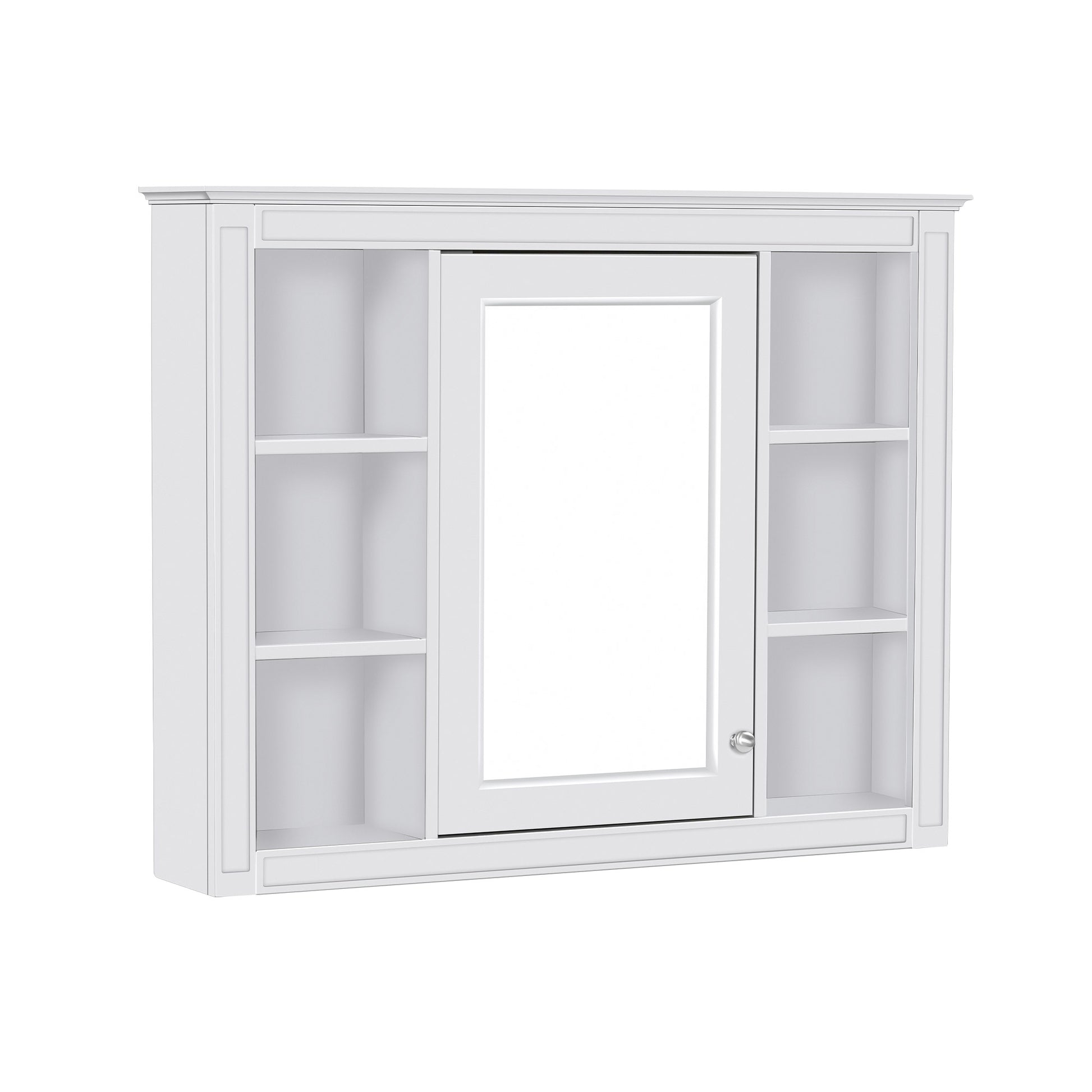 36'' Bathroom Vanity With Medicine Cabinet, Modern Bathroom Storage Cabinet With 2 Soft Closing Doors And 4 Drawers, Single Sink Bathroom Vanity White Bathroom Ceramic,Solid Wood Mdf