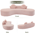 Arrived 105.5''Curved Sofa, Modern Minimalist Sofa, Cloud Couch Sofa 3 4 Seater Couch With 2 Pillows,Bedroom, No Assembly Required, Point Shaped Corduroy, Anti Wrinkle ,Pink Pink Polyester Primary Living Space Tight Back Soft Modern Foam Upholstered 3