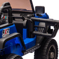 24V Two Seater Kids Ride On Truck Car W Parents Control,200W*2,Seat Width 20.28In,Four Wheel Suspension,Led Lights,Music,Mp3,Bluetooth,Two Independent Seat Belts,Suitable For Off Road For Kids Aged 3 Blue 100 149 Lbs Polypropylene