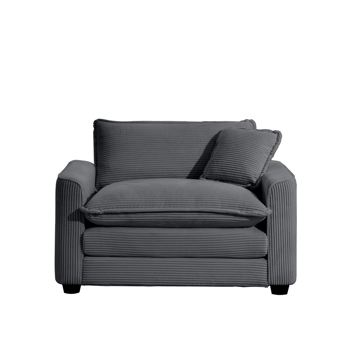 Grey Corduroy Fabric, Comfortable Single Chair Deep Seat Sofa With One Pillow, Suitable For Living Room And Bedroom, Club Multiple Occasions Grey Corduroy 1 Seat