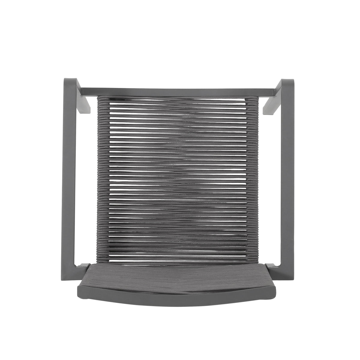 Outdoor Modern Aluminum Dining Chair With Rope Seat Set Of 2 , Gray And Dark Gray Dark Grey Aluminium