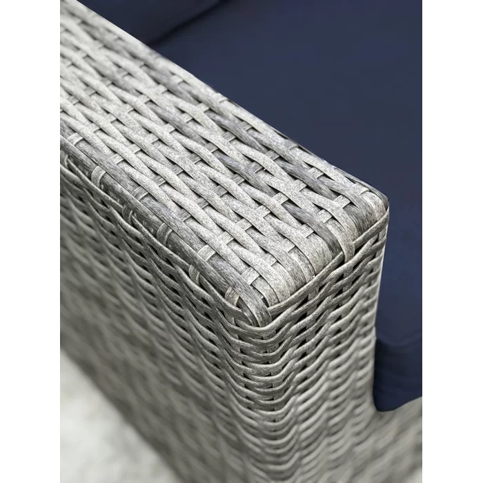 Stylish Rattan Wicker Fully Assembled 6 Person Seating Group With Premium Sunbrella Cushions Perfect For Outdoor Entertaining Dark Gray,Navy Blue Wicker