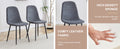 Table And Chair Set.A Modern Minimalist White Marble Veined Mdf Dining Table With Metal Frame.Paired With 4 Dark Gray Dining Chairs With Fabric Cushion And Black Metal Legs. Dark Gray,White Seats 4