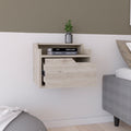 Winchester Floating Nightstand, Modern Dual Tier Design With Spacious Single Drawer Storage, Light Gray Light Gray Solid Wood Mdf Engineered Wood