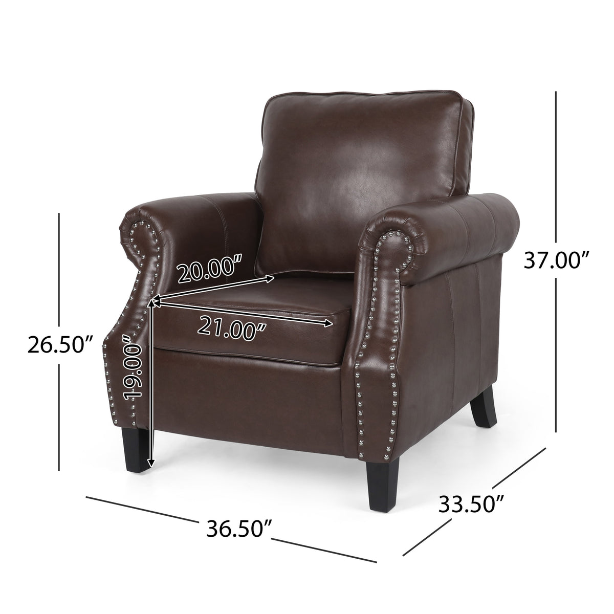 Club Chair Dark Brown Pu