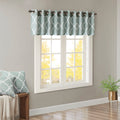 Fretwork Print Grommet Top Window Valance Seafoam White 50X18